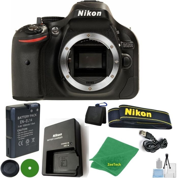 Nikon D5200 24.1 MP CMOS Digital SLR Camera Body (NO LENS), ZeeTech 6pc Starter Cleaning Set, ZeeTech Microfiber...