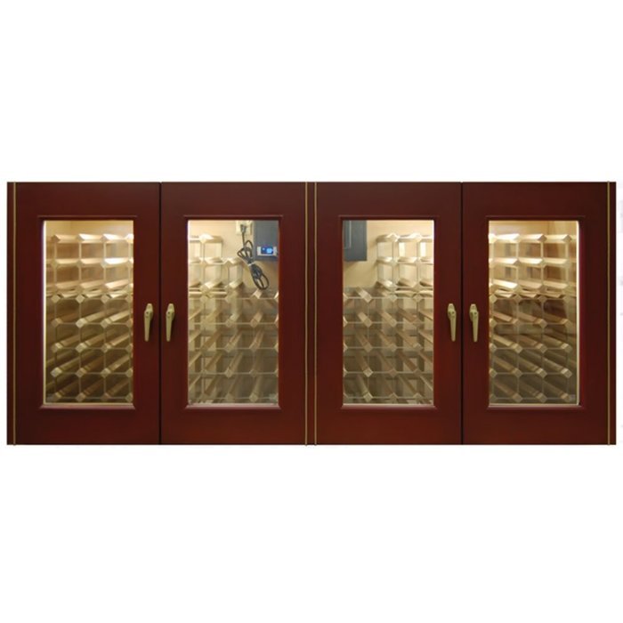 400-Model White Oak Wine Credenza with 4 Glass Doors by Vinotemp