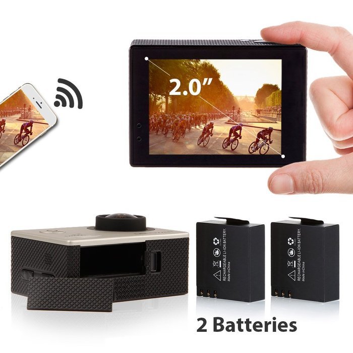 DBPOWER EX5000 14MP Waterproof WIFI 1080P FHD Action Camera with 2-Inch LCD Display, 2 Batteries and Accessories... N2