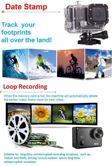 GitUp GIT2 Pro 2K Action Camera with GoPro / SJCam Accessories(Pro Edition) 1.5-Inch LCD (Black) N3