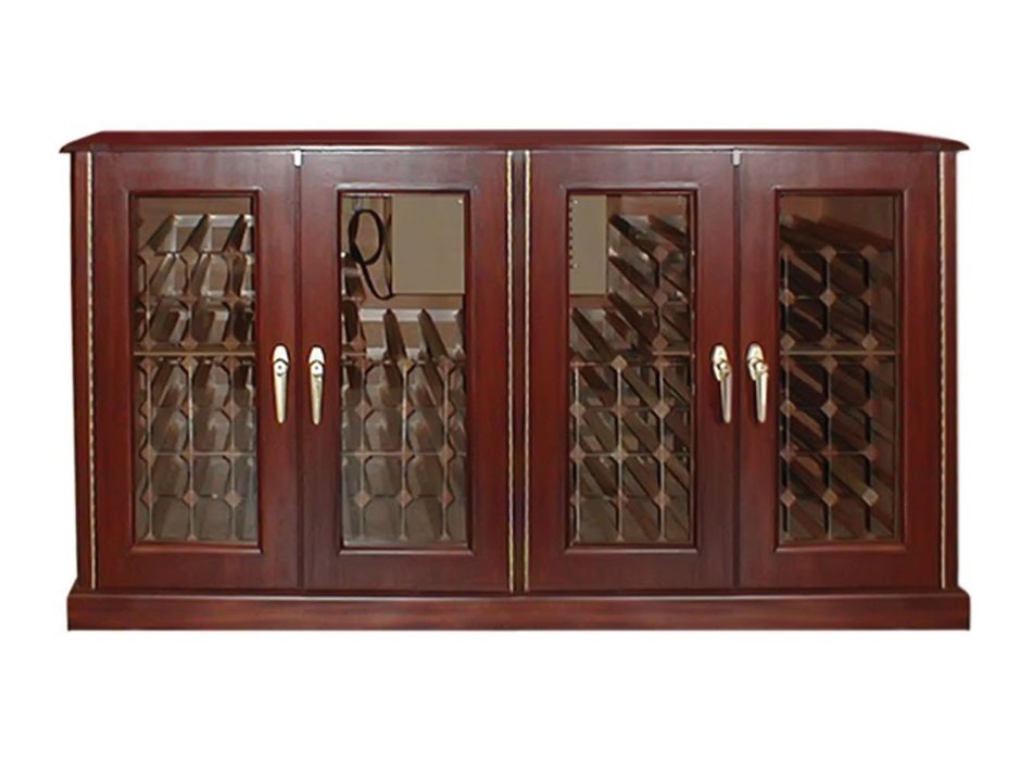 400-Model White Oak Wine Credenza with 4 Glass Doors by Vinotemp N3