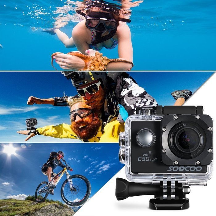 4K WIFI Sports Action Camera, SOOCOO UHD Waterproof Sports Video Camera 20MP 170&deg; Wide Angle 2.0 inch LCD Screen... N2