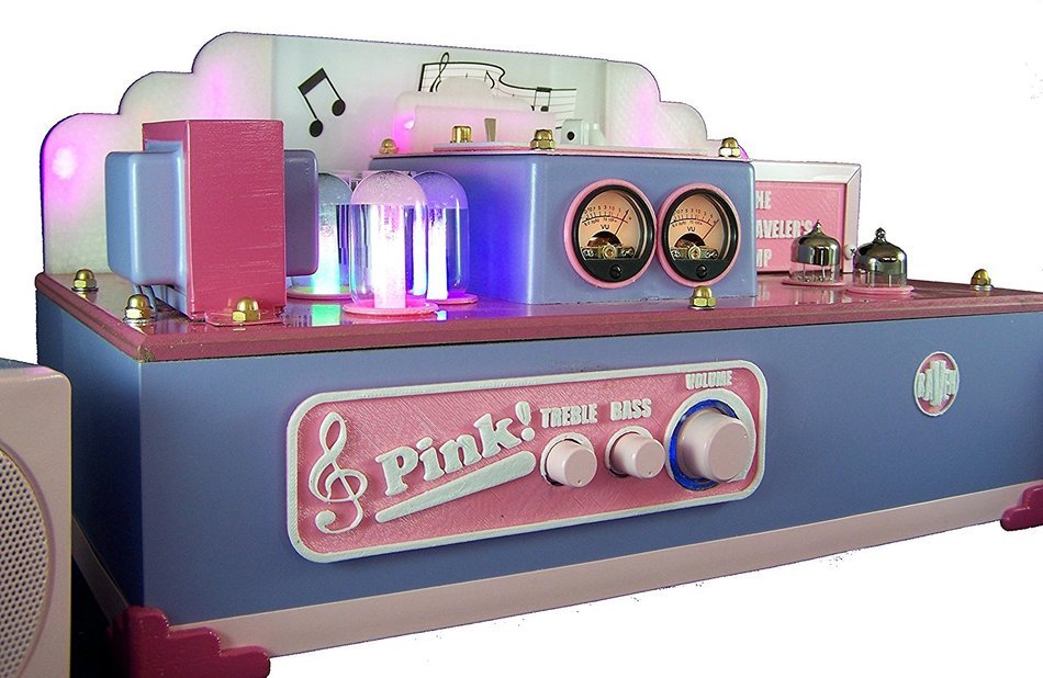 The Time Traveler's Amp PINK! Model Bluetooth Vacuum Tube Hybrid Stereo Compact Amplifier N2