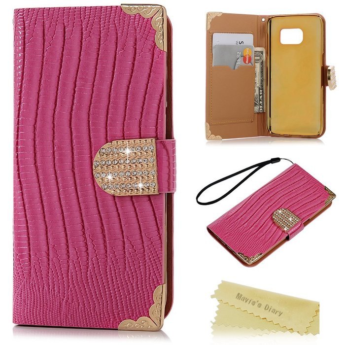 S7 Case,Samsung Galaxy S7 Case (Non-Edge) - Mavis's Diary Premium Wallet Flip Case Fashion Lizard PU Leather Bling... N30