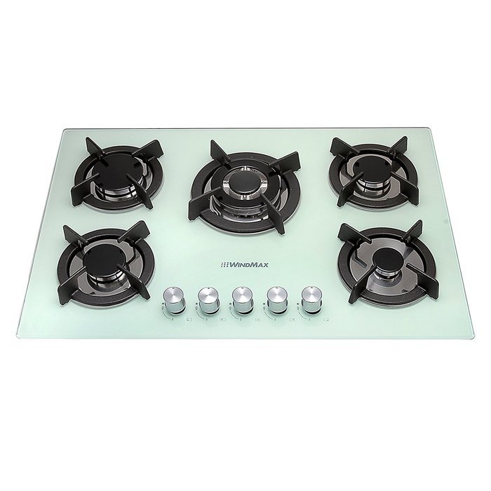 Ship from US !! Windmax 30" Kitchen White Tempered Glass 5 Burners Built-in NG/LPG Gas Cooktops N6