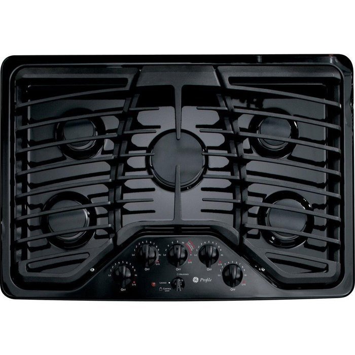 GE PGP953DETBB Profile 30" Black Gas Sealed Burner Cooktop N2