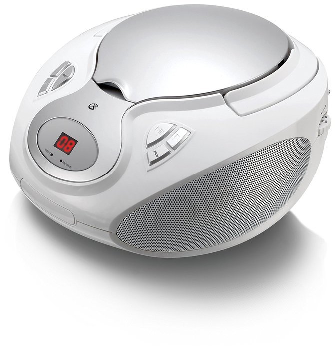GPX, Inc. Portable Top-Loading CD Boombox with AM/FM Radio and 3.5mm Line In for MP3 Device - White