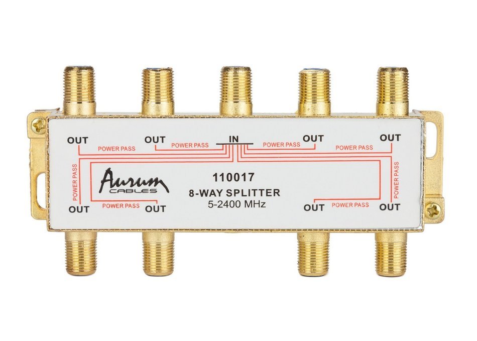 Aurum Cables 8-way Coax Cable Splitter F-type for Video VCR Cable Tv Antenna- Frequency Range 5-2400 Mhz 3-pack N14