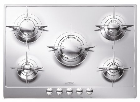 Smeg PU75ES 28" Piano Design Gas Cooktop with 5 Sealed Burners Evershine Automatic Electronic Ignition and Safety...