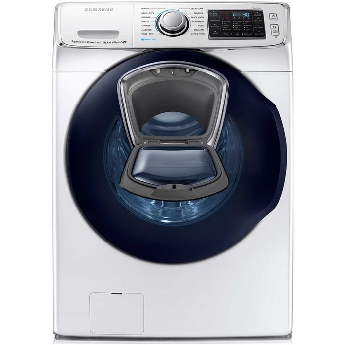 Bundle: White Samsung 5 Cu Ft Front Load Washer with Add Wash and 7.5 Cu Ft ELECTRIC Dryer Laundry Set WF50K7500AW...