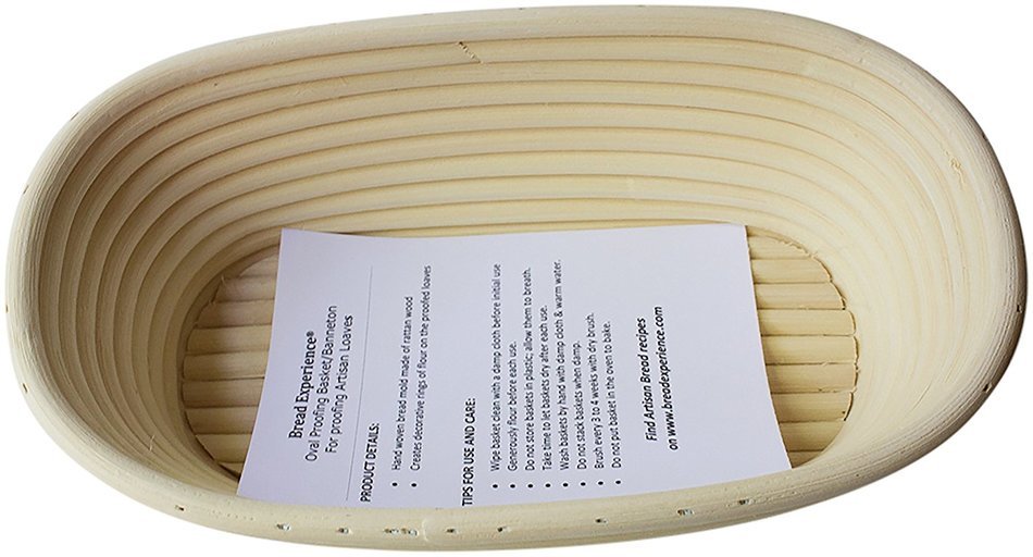 Bread Experience 9 inch Oval Banneton Bread Proofing Basket, Instruction Card
