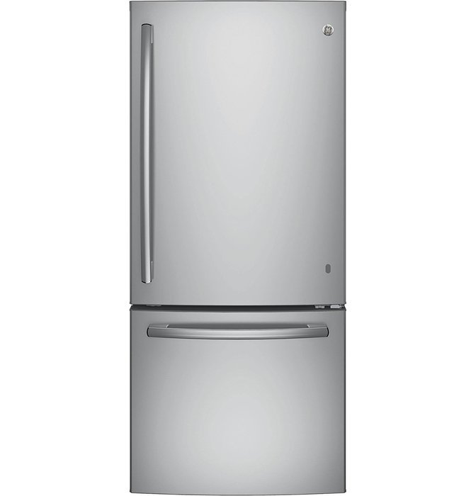 GE GBE21DSKSS Energy Star Qualified Bottom-Freezer Refrigerator with 20.9 Cu. Ft. Capacity, Stainless Steel