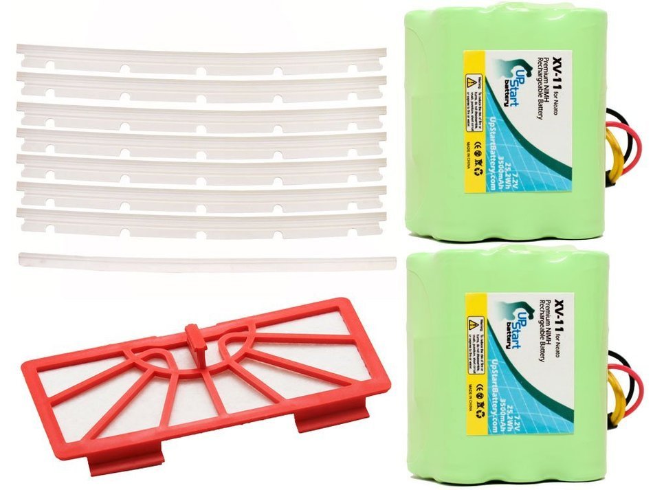 2-Pack Neato XV-12 Battery, Filter, Blades and Squeegee - Kit Includes 2 Neato Battery, 1 Filter, 6 Blades and...