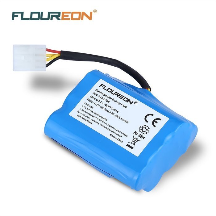 Floureon 7.2V 4000mAh High capacity Ni-MH Battery for NEATO XV-12 XV-25, Vacuum Cleaner Replacement Battery for... N3