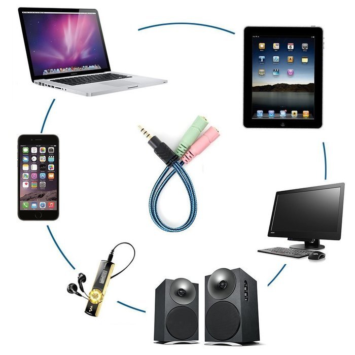 ENVEL 3.5mm Jack Cable Adapter Kit Mutual Convertors for PC headset and Smartphone Tablet Earphone with Headphone... N7