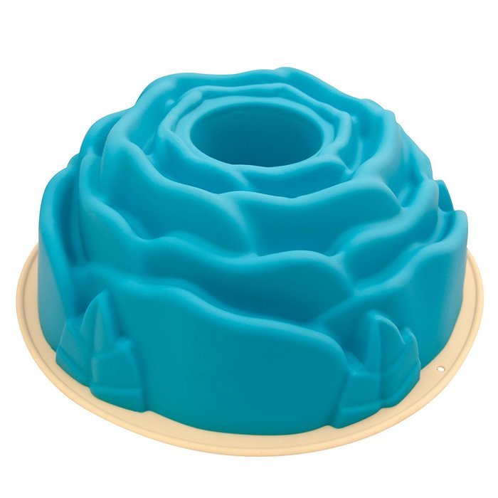 Marathon Housewares Premium Two-Tone Silicone Rose Cake Bundt Pan, Blue KW200021BL N2
