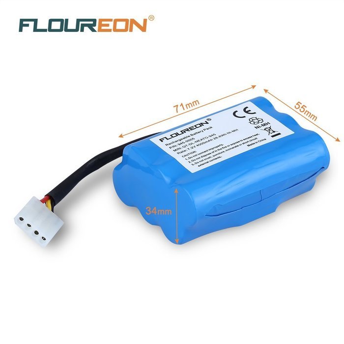 Floureon 7.2V 4000mAh High capacity Ni-MH Battery for NEATO XV-12 XV-25, Vacuum Cleaner Replacement Battery for... N6