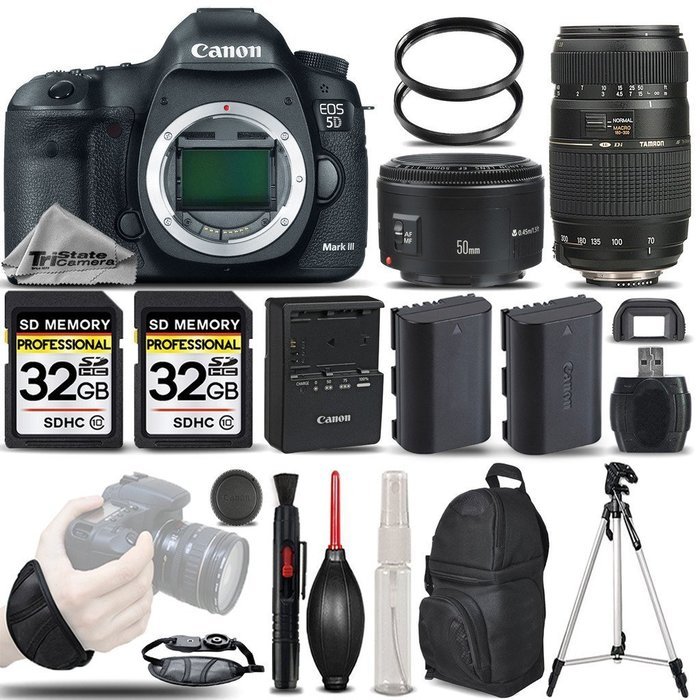 Canon EOS 5D Mark III DSLR Body 22.3MP Full HD 1080p + Canon 50mm 1.8 II Lens + Tamron 70-300mm Lens+ Backup Battery...