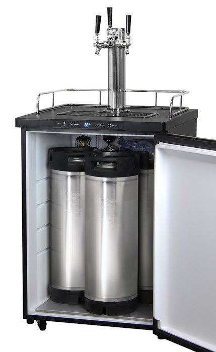 Kegco Full-Size Digital Homebrew Kegerator Triple Faucet Ball Lock Keg Dispenser Stainless N7