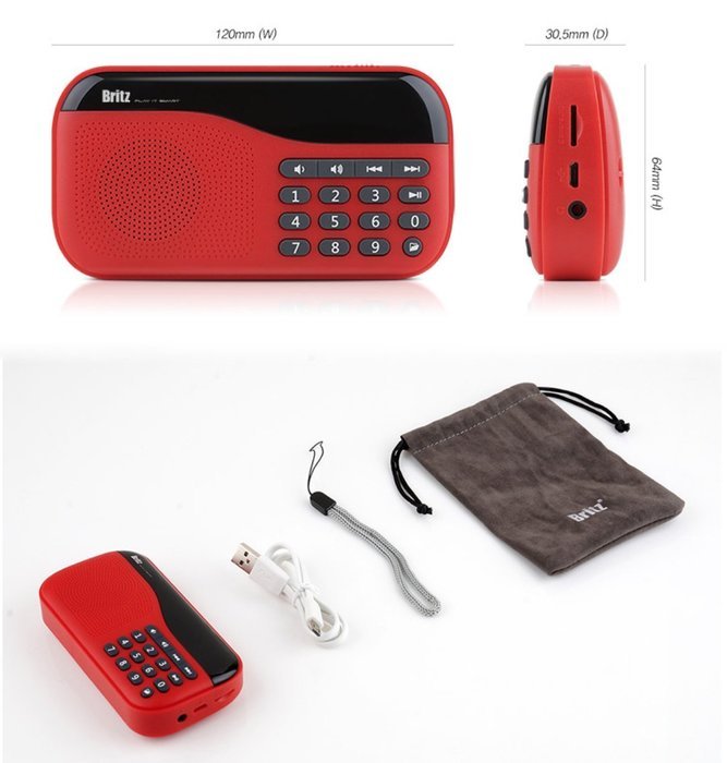 Britz BA-PR1 Sound Walk MP3 FM Radio For Your Parents or Language Sturdy, Outdoor Activity in Black