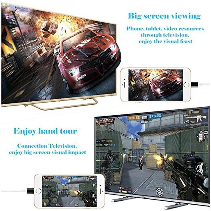 1080P iPhone Lightning 8 Pin to HDMI Cable Connector,BAIVON 6.5 Feet HD High Speed HDTV Converter Adapter with... N31