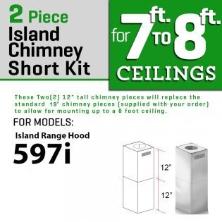 ZLINE 2-12 in.&nbsp;Short Chimney&nbsp;Pieces for 7 ft. to 8 ft. Ceilings