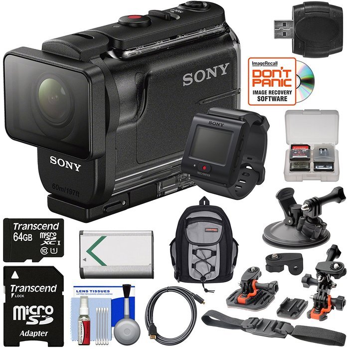 Sony Action Cam HDR-AS50R Wi-Fi HD Video Camera Camcorder & Live View Remote + 64GB Card + Battery + Backpack...