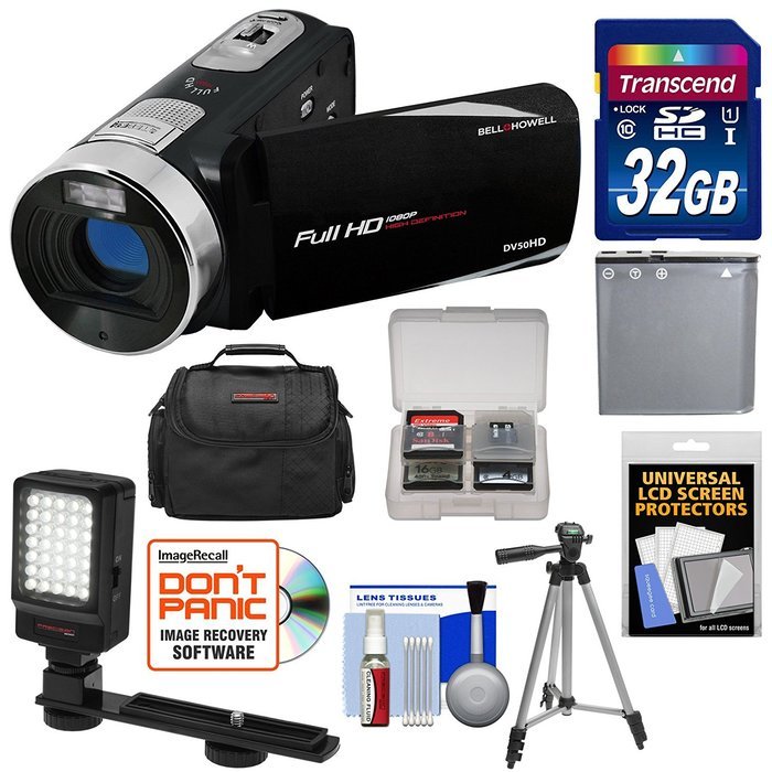 Bell & Howell Fun Flix DV50HD 1080p HD Video Camera Camcorder (Black) with 32GB Card + Battery + Case + Tripod...
