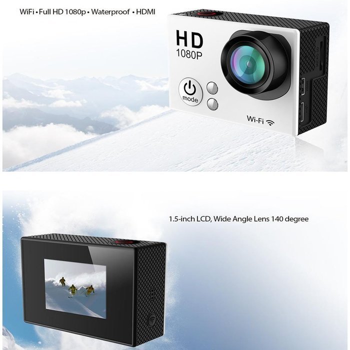 Generic 1080p Full Hd Waterproof Sports Camera - Wifi/hdmi - 1.5 Inch LCD Screen - 12 Mp 140 Degree Wide Angle... N2