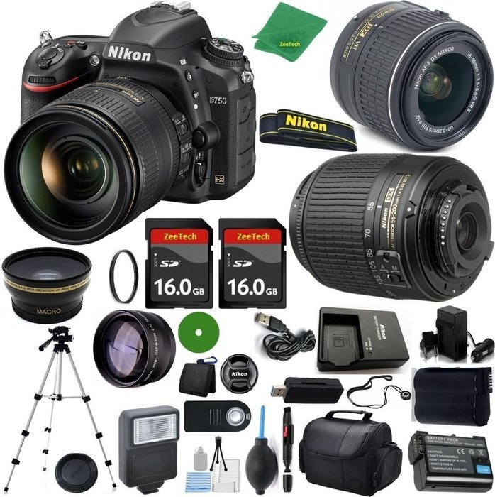 Nikon D750 - International Version (No Warranty), 18-55mm f/3.5-5.6 DX VR, Nikon 55-200mm f4-5.6G ED DX, 2pcs...