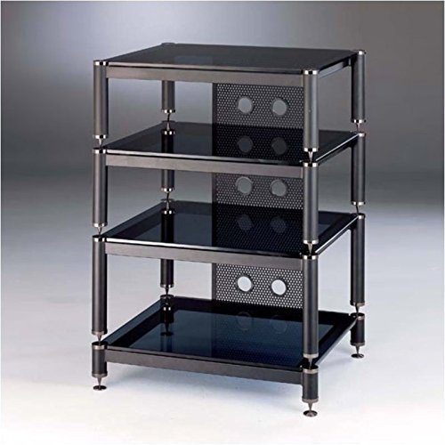 VTI BLG Series 4 Shelf Audio Rack with 13" Bottom Shelf - Silver / Black / Clear