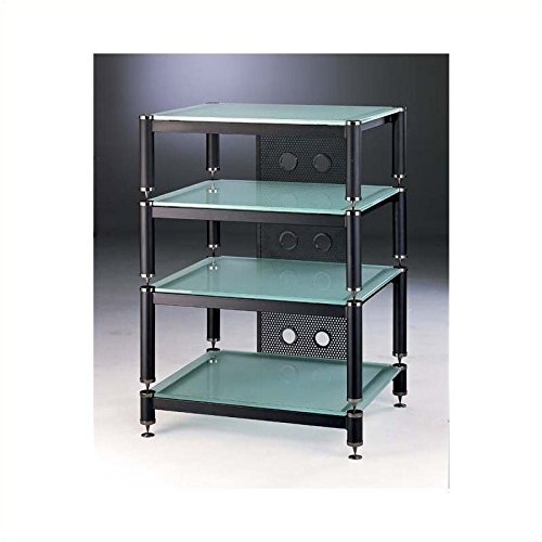 VTI BLG Series 4 Shelf Audio Rack with 13" Bottom Shelf - Silver / Black / Clear N2