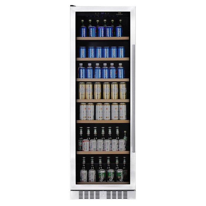 15 CF ( 428L ) UPRIGHT BEVERAGE REFRIGERATOR GLASS DOOR WITH STAINLESS STEEL SEAMLESS TRIM N2