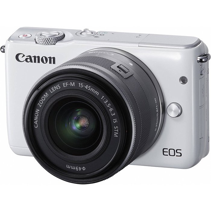 Canon EOS M10 Wi-Fi Digital ILC Camera & EF-M 15-45mm IS STM Lens (White) with 64GB Card + Case + Flash + Battery...