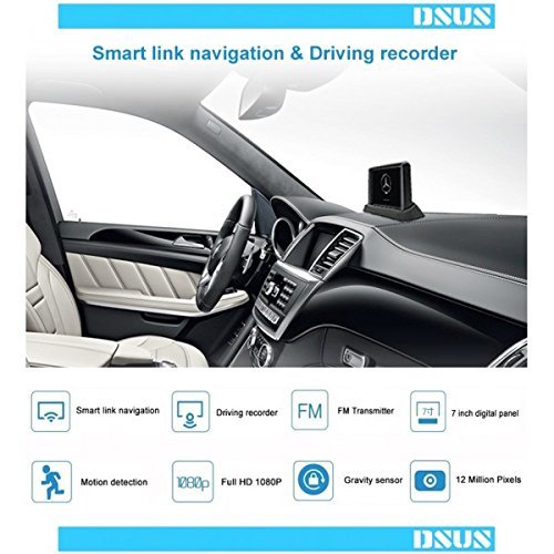 7" Full HD Car Smart Link Navigation & Driving Recorder - Black