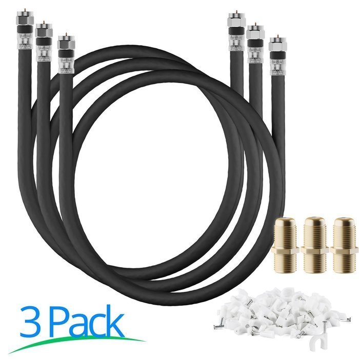 RG-6 | 25 Ft | Black | 2 Pack | UL CL2 Certified Cable Quad Shielded Coaxial Cable For Satellite TV & High Speed... N26