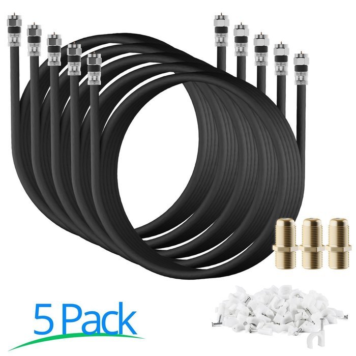 RG-6 | 25 Ft | Black | 2 Pack | UL CL2 Certified Cable Quad Shielded Coaxial Cable For Satellite TV & High Speed... N28