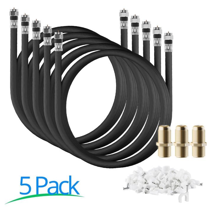RG-6 | 25 Ft | Black | 2 Pack | UL CL2 Certified Cable Quad Shielded Coaxial Cable For Satellite TV & High Speed... N29
