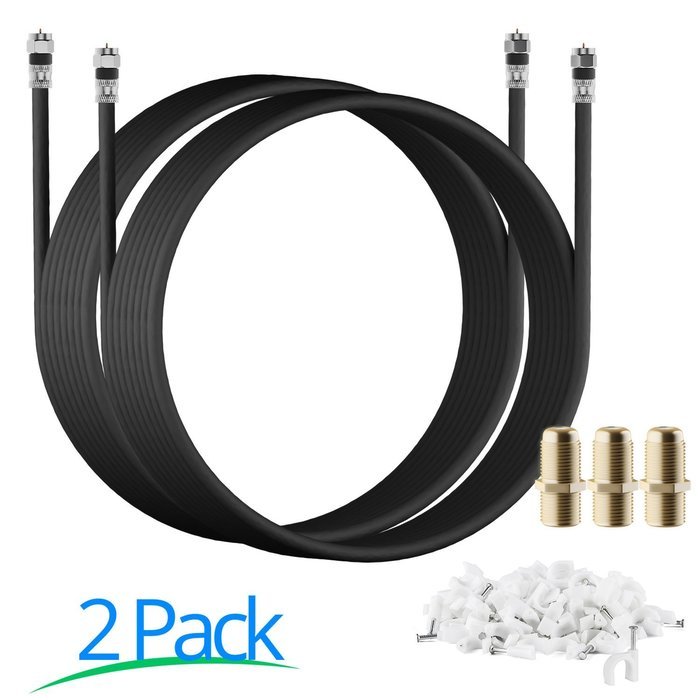 RG-6 | 25 Ft | Black | 2 Pack | UL CL2 Certified Cable Quad Shielded Coaxial Cable For Satellite TV & High Speed... N30