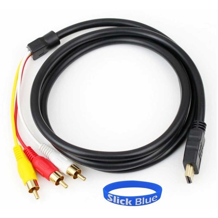 SlickBlue 5Ft 1.5m HDMI To 3-RCA Video Audio Signal Transmitter Male Extension Adapter Cable For HDTV DVD N2