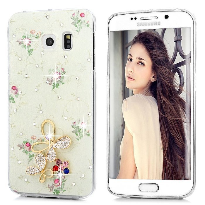 YOKIRIN Galaxy S6 Edge Case, 3D Handmade Luxury Crystal Rhinestone with TWO Cute Hairy Ice... N2