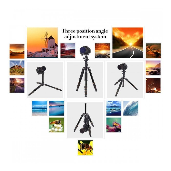 Q666 Portable Professional Tripod&Ball Head Compact Travel for Canon DSLR Camera