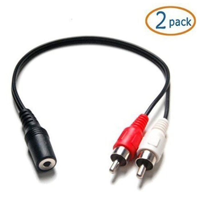 3.5mm Female Stereo to Dual RCA 6 inch Male Red & White Audio Adapter Cable Pack of 2 N5