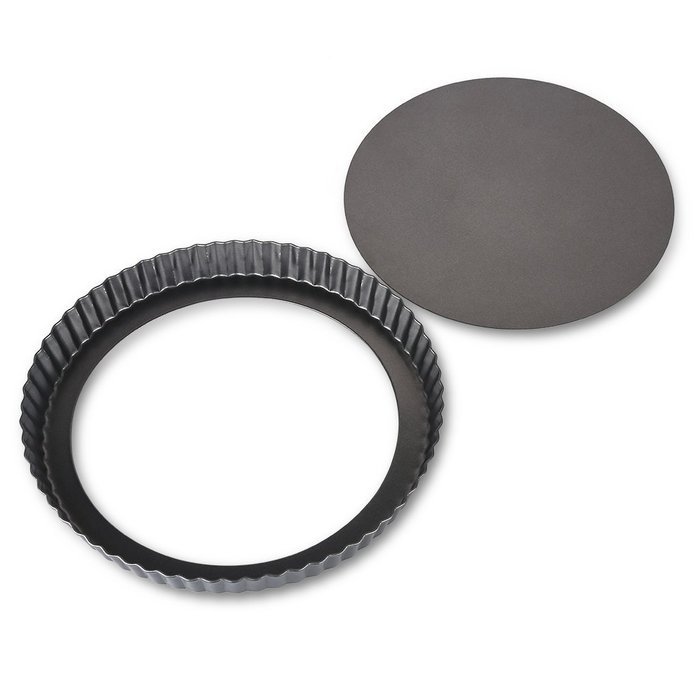Finether Nonstick Round Tart Quiche Pan Cake Flan Pie Pan with Removable Base, FDA Standard, Dark Grey