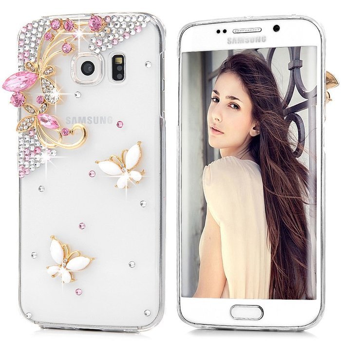 YOKIRIN Galaxy S6 Edge Case, 3D Handmade Luxury Crystal Rhinestone with TWO Cute Hairy Ice... N5
