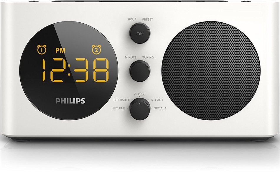 Philips AJ6000/12 Clock Radio Dual USB Port for Charging FM, Digital Tuning, Dual Alarm, Natural Sound N2