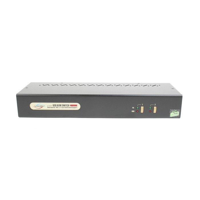 Linkskey 2-Port Dual Monitor DVI/DVI USB KVM + 7.1 Surround/Microphone/USB with Cables (LDV-DM702AUSK) N17