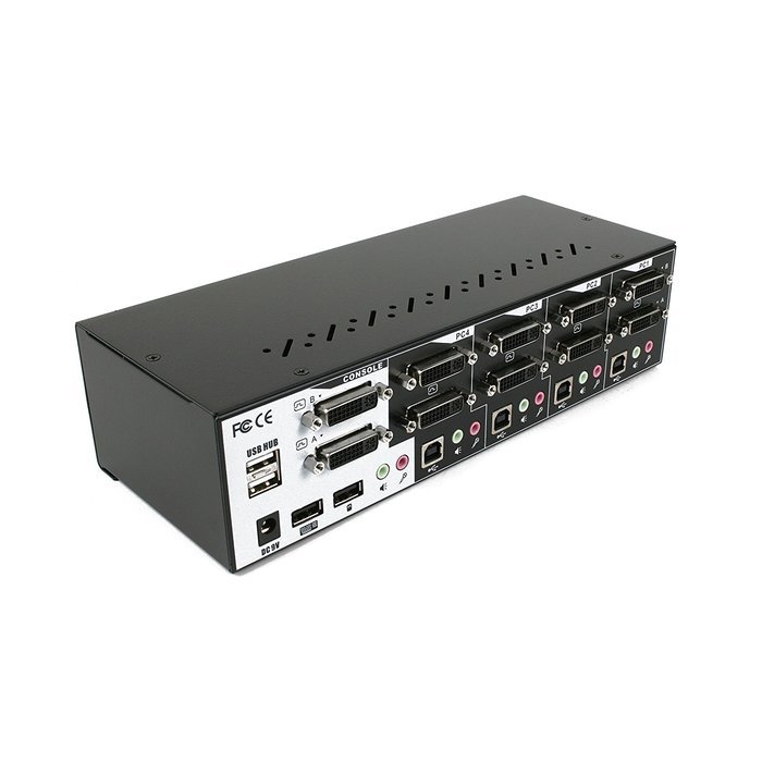 Linkskey 2-Port Dual Monitor DVI/DVI USB KVM + 7.1 Surround/Microphone/USB with Cables (LDV-DM702AUSK) N22