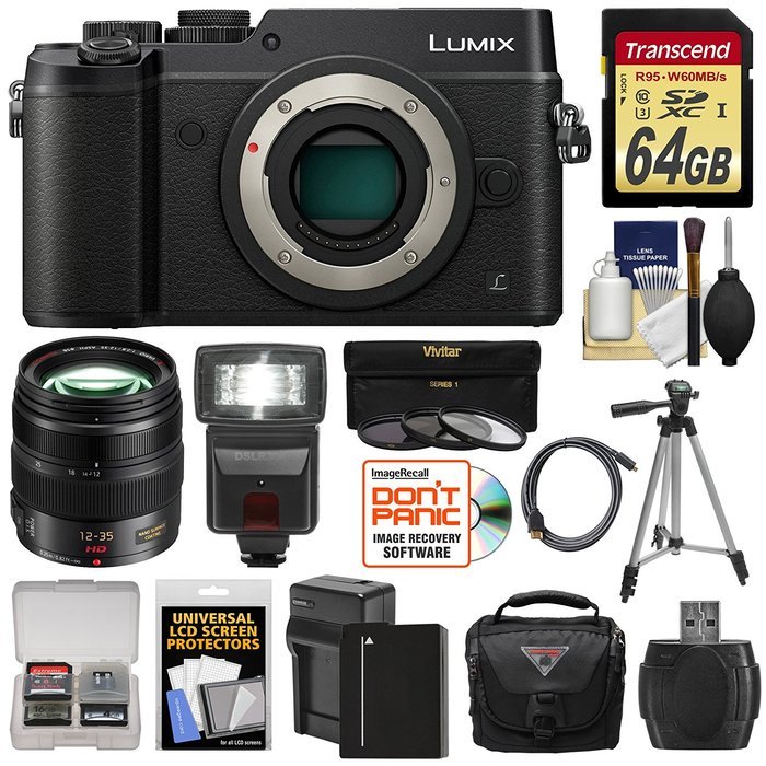 Panasonic Lumix DMC-GX8 4K Wi-Fi Digital Camera Body (Silver) with 12-35mm f/2.8 OIS Lens + 64GB Card + Battery... N5