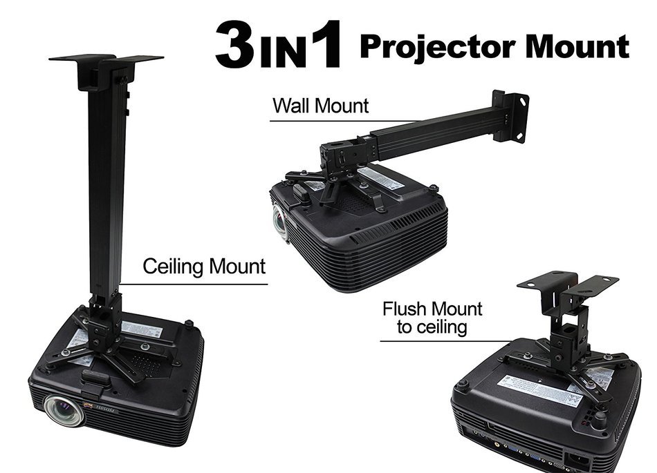 Elite Screens 12" Wall and Ceiling Hanging L-Brackets for Manual/Spectrum/VMAX2 series, Black...